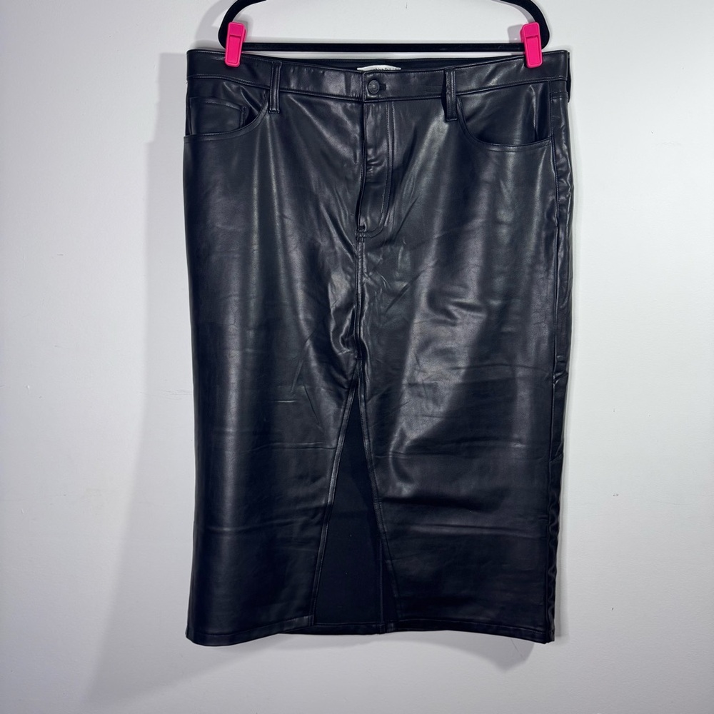 Abercrombie & Fitch Faux Leather Midi Pencil Skirt Black Size 34